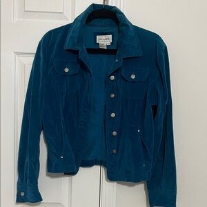 Live a Little Teal Velvet Jean Jacket